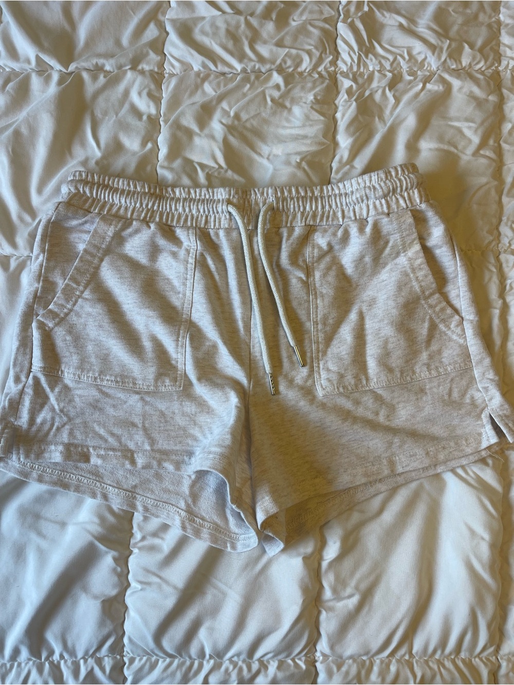 just be Light Gray Knit Drawstring Athletic Shorts